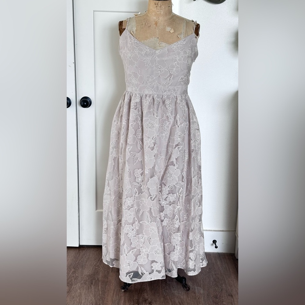 Joie Floral Lace Maxi Dress Sleeveless Elegant Party Dress sheer jacquard xl